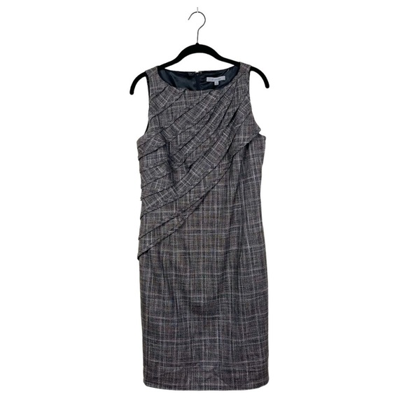 Classiques Entier Pleated Sleeveless Knit Pencil Career Midi Dress Lined Size 6 - Picture 2 of 6